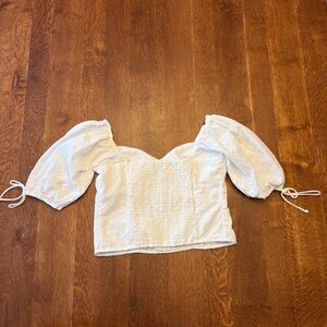 Abercrombie & Fitch White Puff Sleeve Blouse